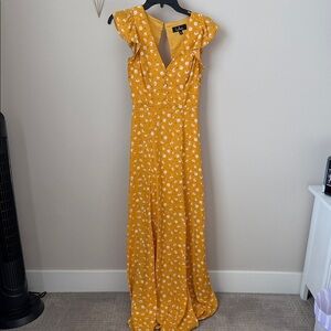 Lulu's Mustard Floral Maxi Dress